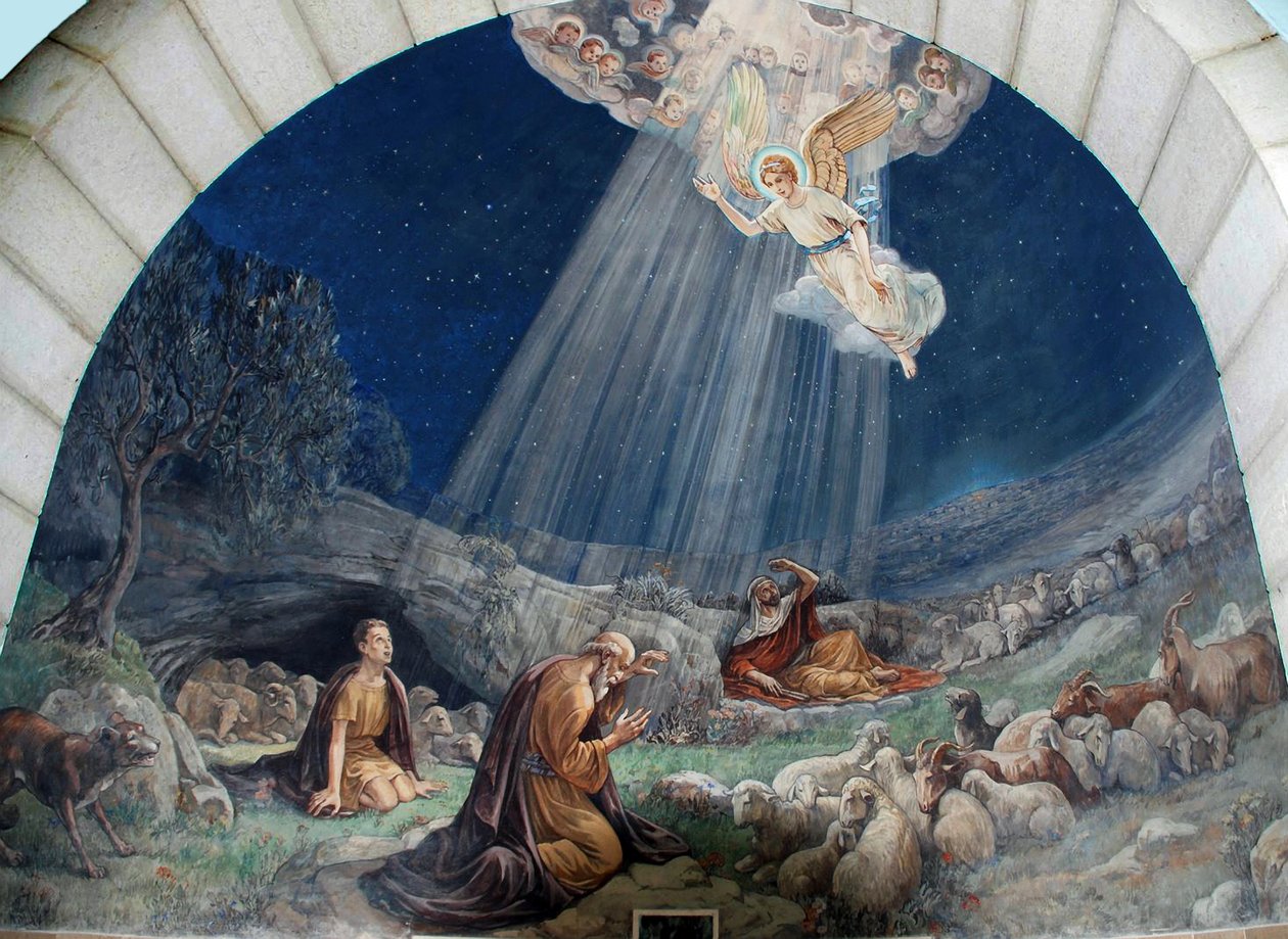 Engel des Herrn besucht die Hirten, Heiligtum der Hirtenkapelle, Bethlehem von Umberto Noni