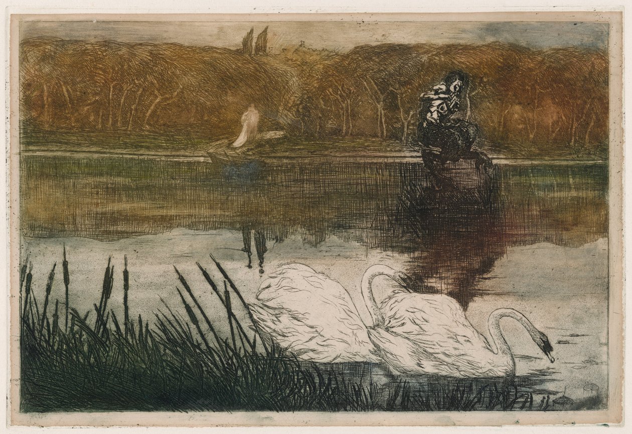 See mit Schwänen von Umberto Boccioni