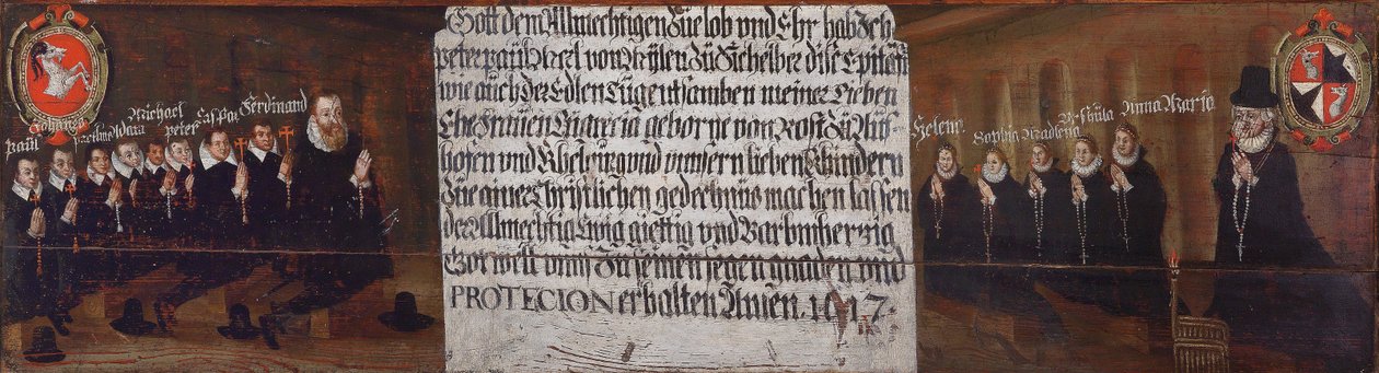 Epitaph des Peter Paul von Mörl von Pfalzen zu Mühlen und Sichelburg, seiner Ehefrau Margret von Rost zu Aufhofen und Kehlburg und ihrer Kinder von Unbekannt Unbekannt