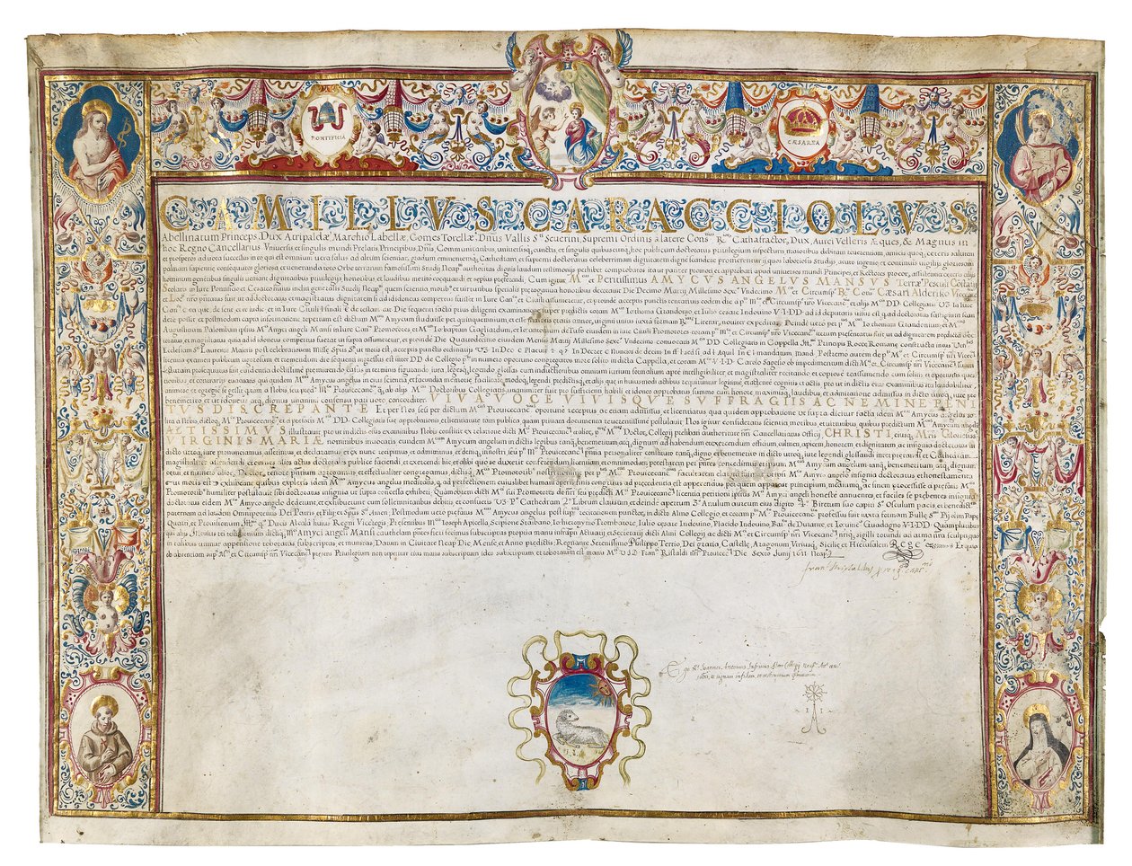 Prunkurkunde, ausgestellt von Camillo Caracciolo von Unbekannt Unbekannt