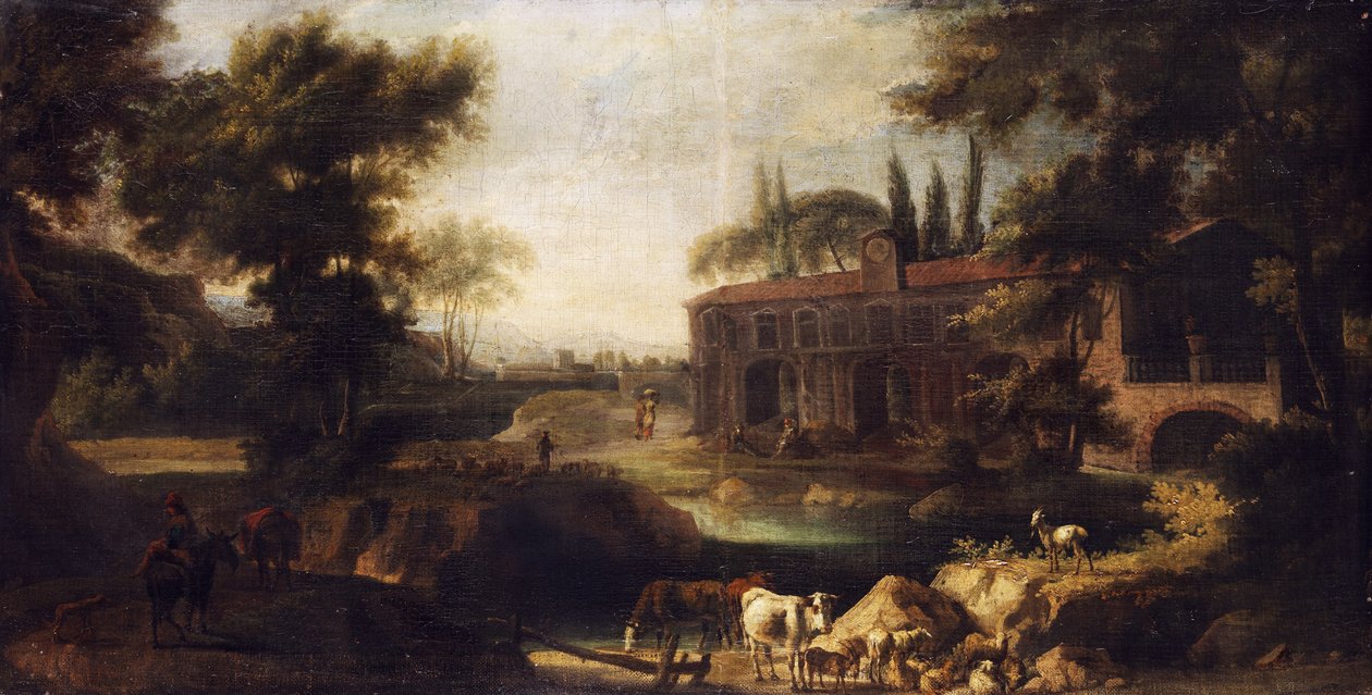Supraport-Landschaft mit herrschaftlichem Landgut von Unbekannt Unbekannt