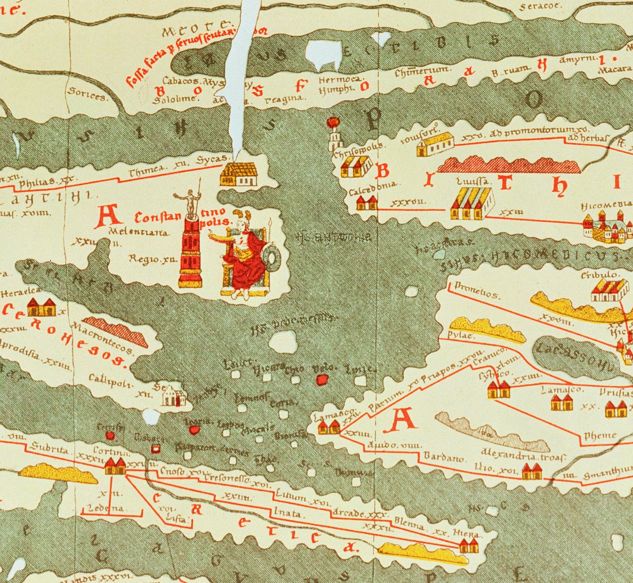 Detail von Konstantinopel aus der Peutinger-Karte Kopie von Unbekannt Unbekannt