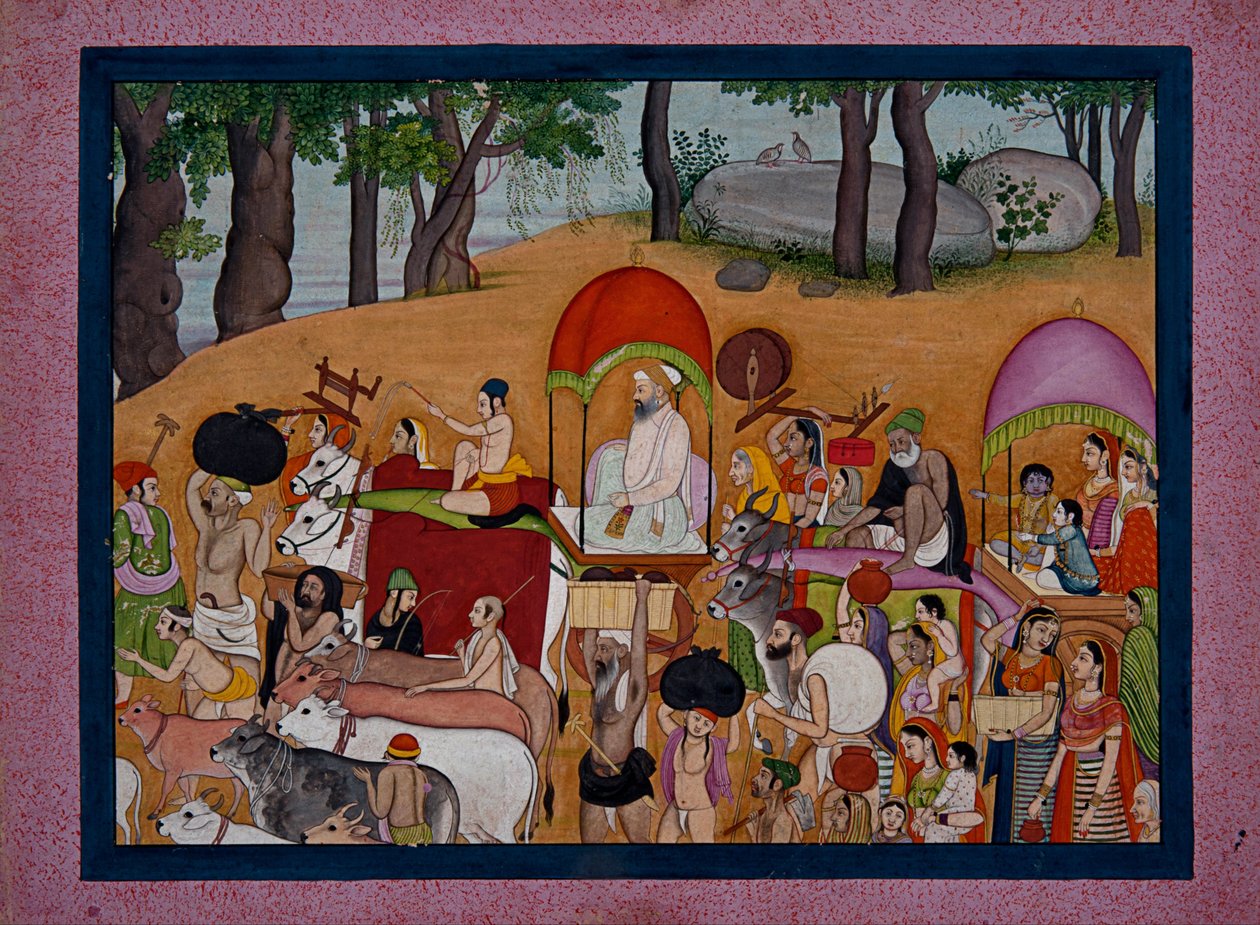 Nanda und andere Kuhhirten ziehen nach Vrindavana, basierend auf der Geschichte des Bhagavata-Purana von Unbekannt Unbekannt