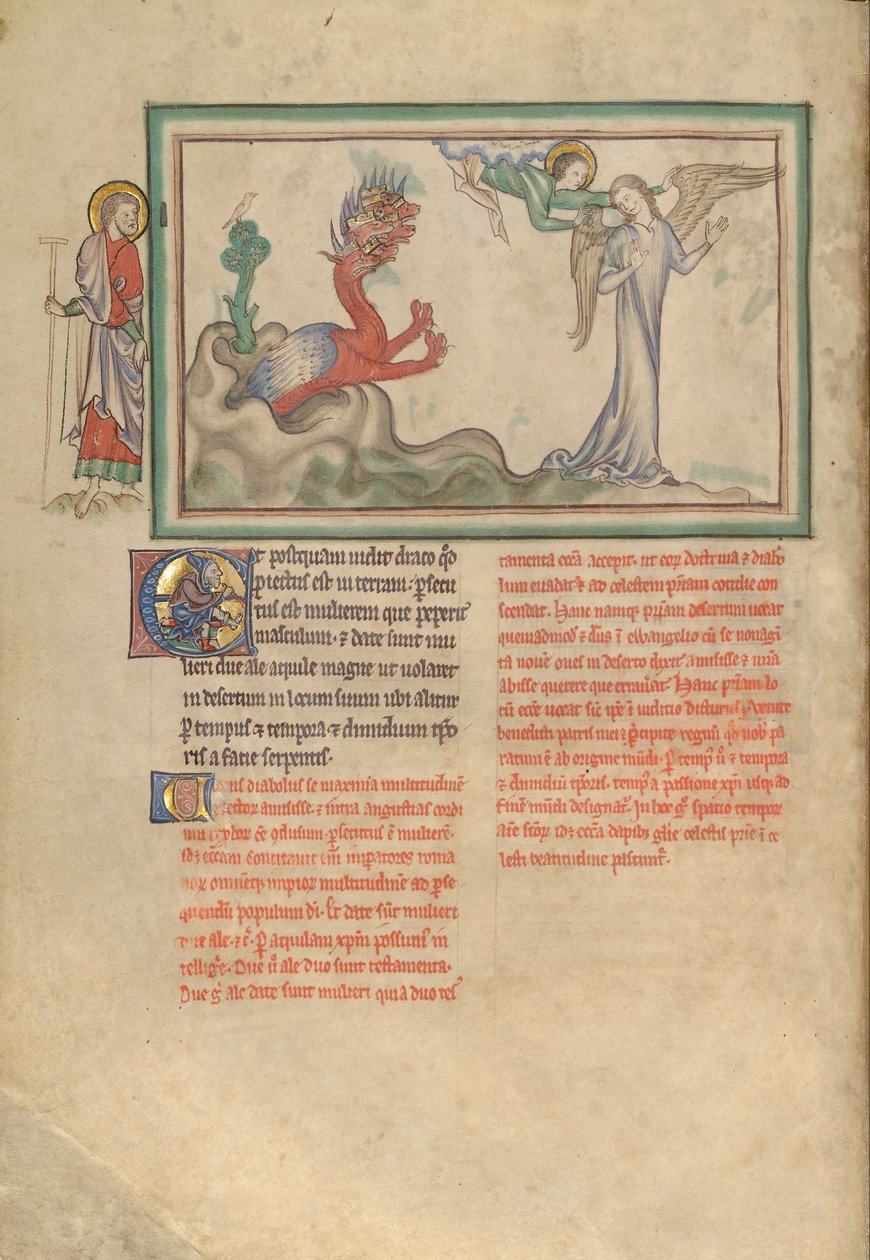 Der Drache verfolgt die mit der Sonne bekleidete Frau, die die Flügel eines Adlers erhält von Unbekannt Unbekannt