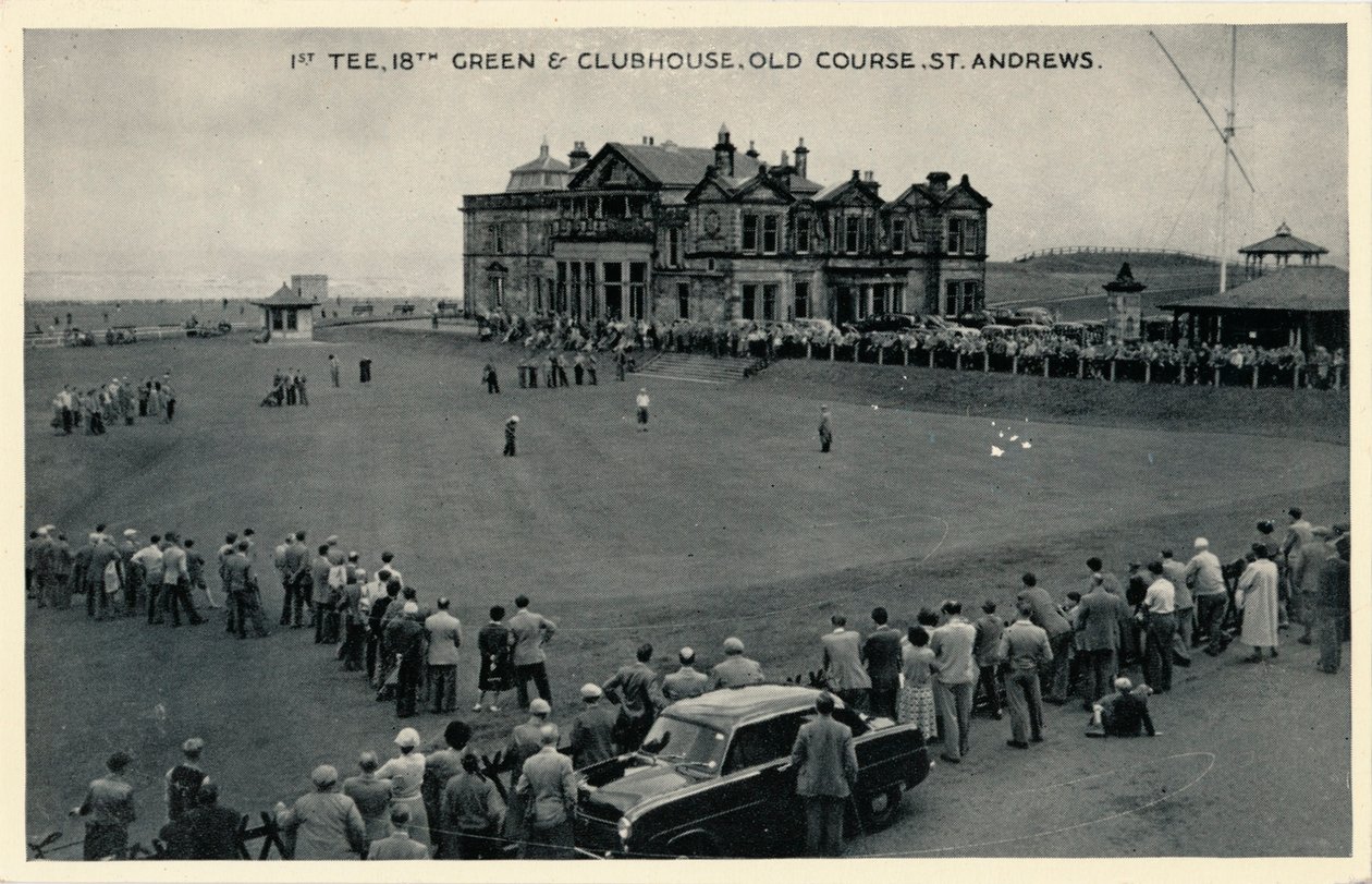 1. Abschlag, 18. Grün & Clubhaus, Old Course, St. Andrews, ca. 1955 von Unbekannt