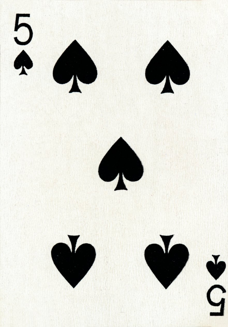 5 der Pik aus einem Kartenspiel von Goodall & Son Ltd., ca. 1940 von Unbekannt