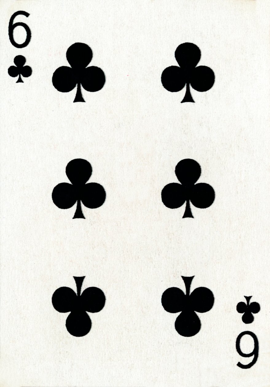 6 der Kreuz aus einem Kartenspiel von Goodall & Son Ltd., ca. 1940 von Unbekannt