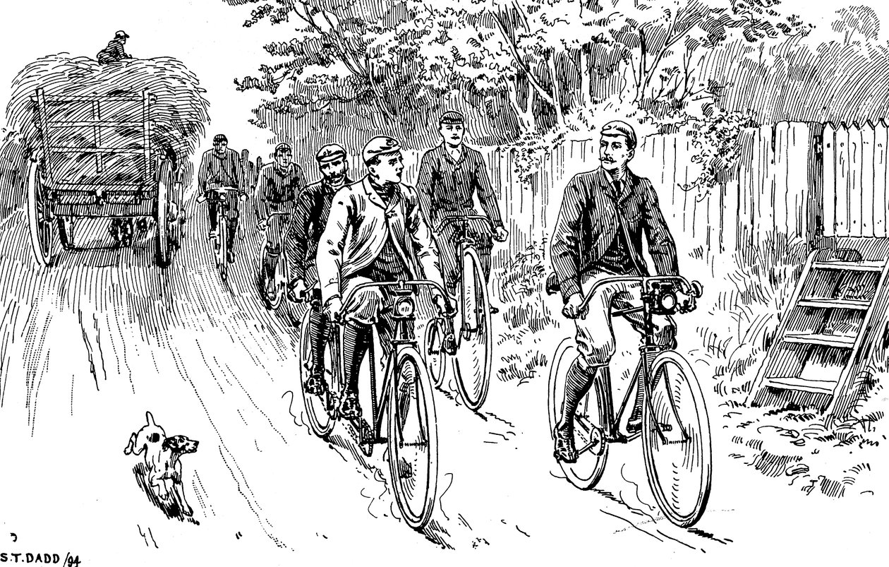 Ein britischer Fahrradclub auf einer Landfahrt, 1895 von Unbekannt