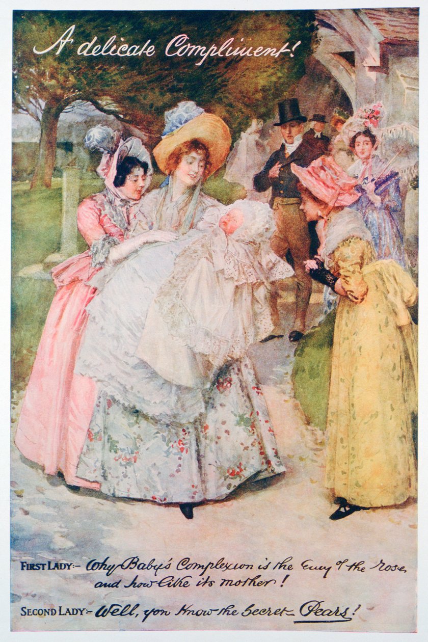Ein zartes Kompliment, Pears Seifenwerbung, 1914. Ein Druck aus dem Pears Weihnachts-Jahrbuch, 1914 von Unbekannt