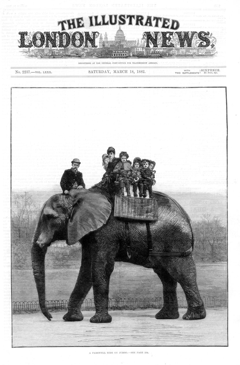 Eine Abschiedsfahrt auf Jumbo, Londoner Zoo, 1882 von Unbekannt