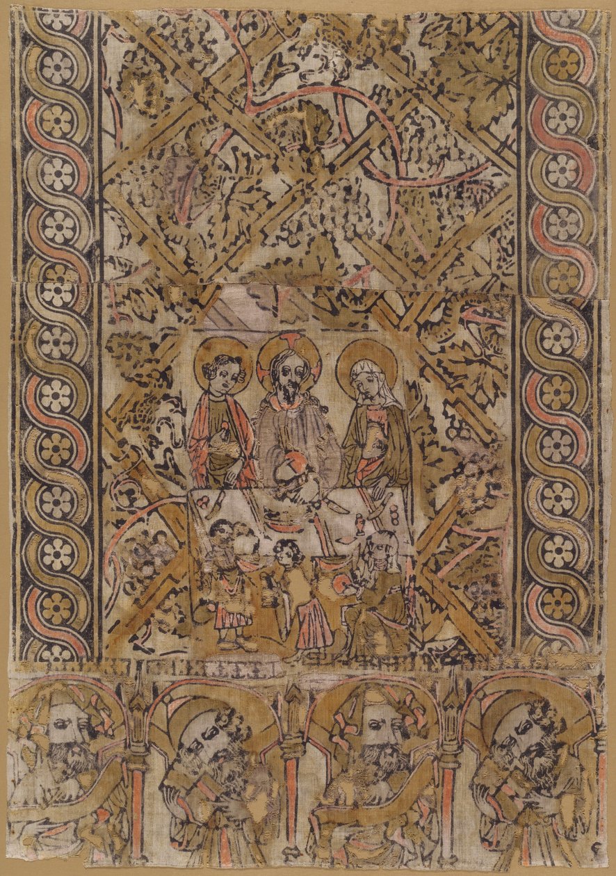 Ein Lesepulttuch mit der Hochzeit zu Kana, um 1400 von Unbekannt