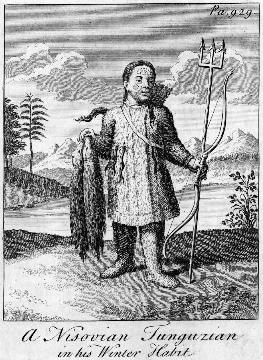 Ein Nisovian Tunguzian in seiner Winterkleidung, um 18. Jahrhundert von Unbekannt