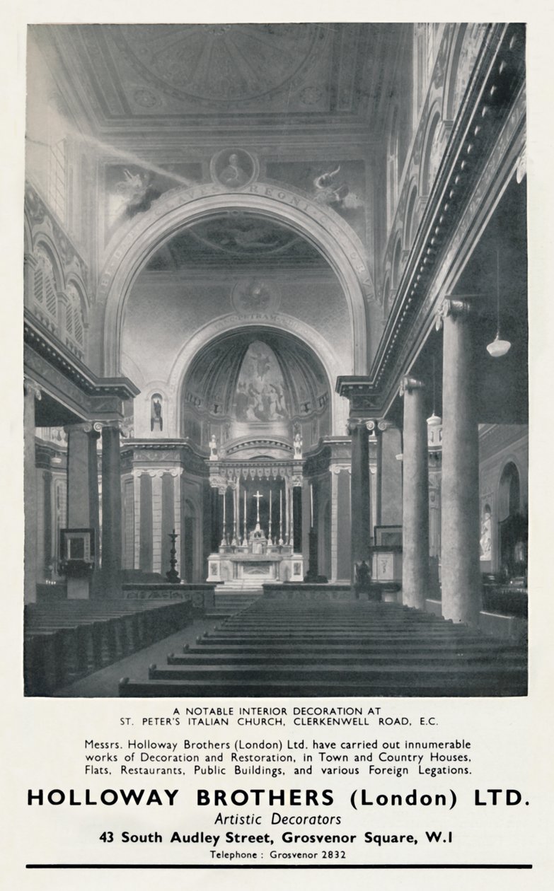 Eine bemerkenswerte Innendekoration in der St. Peters Italienischen Kirche, 1933 von Unbekannt