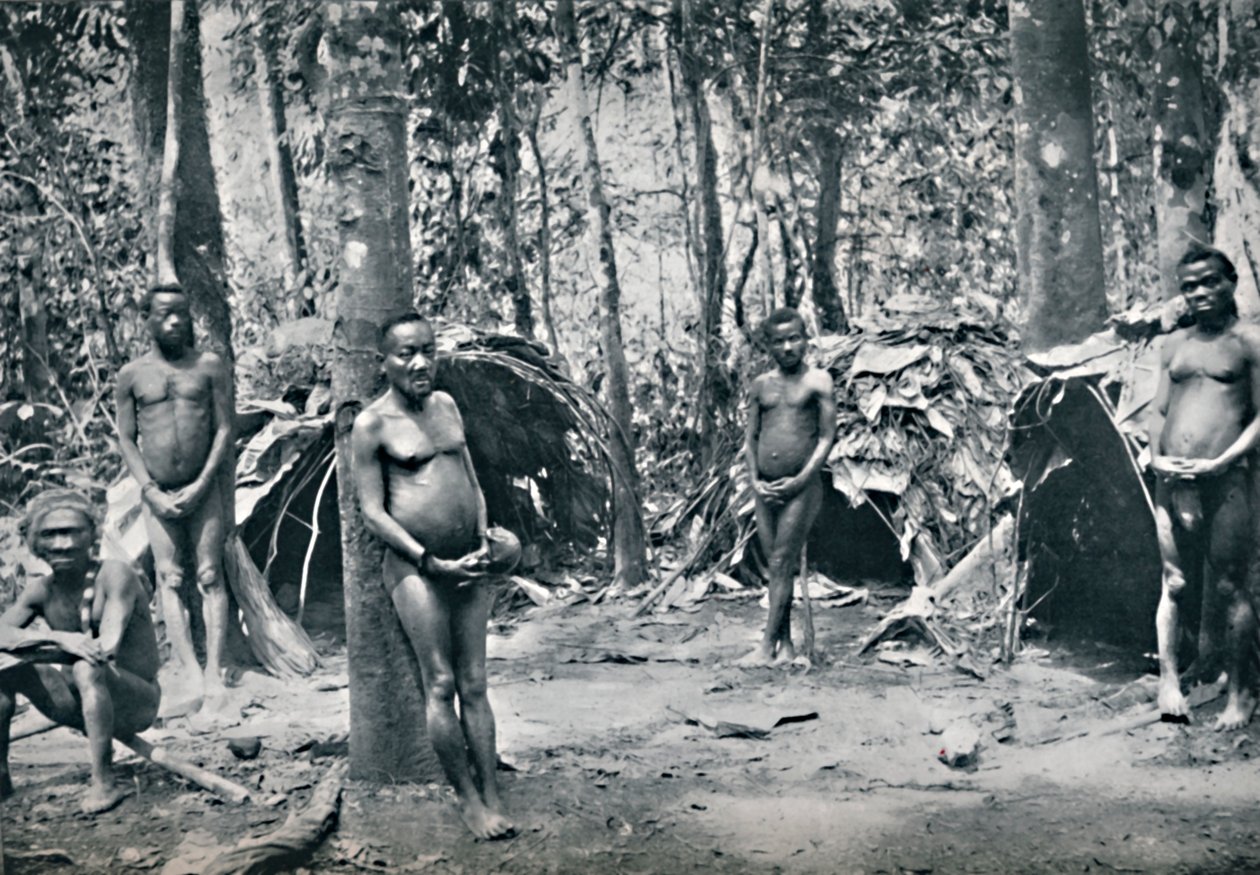 Ein Pygmäendorf, Nordost-Kongo-Becken, 1912 von Unbekannt