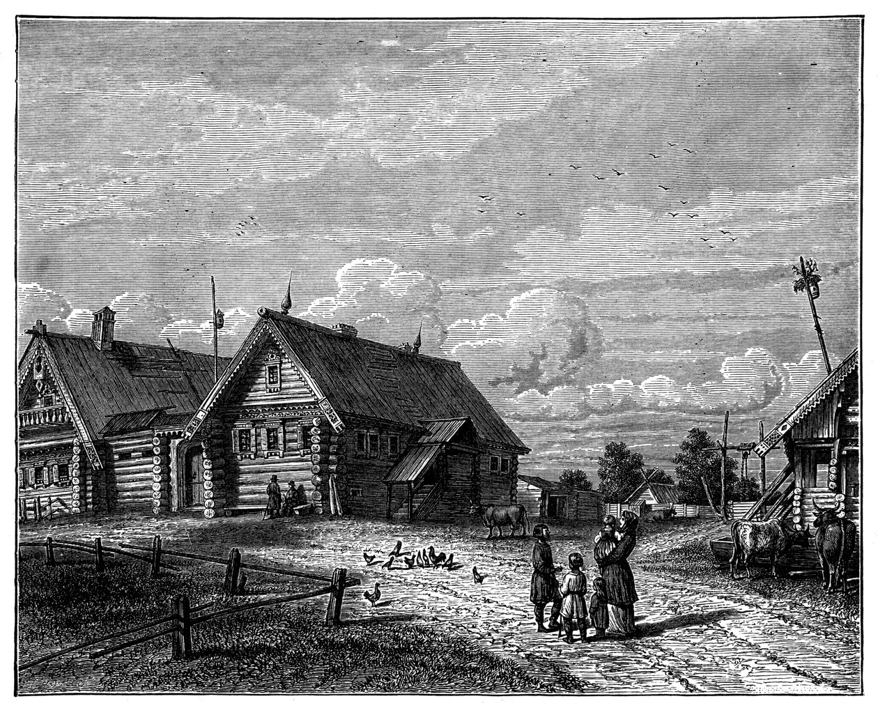 Ein russisches Dorf in der südlichen Agrarzone, ca. 1890 von Unbekannt