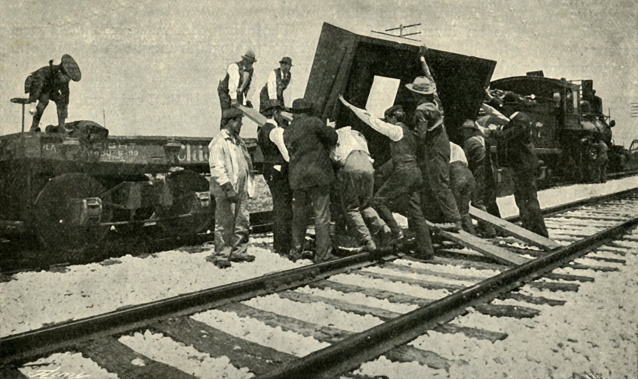 Ein Sondergüterzug nimmt es auf die Schienen, 1901 von Unbekannt