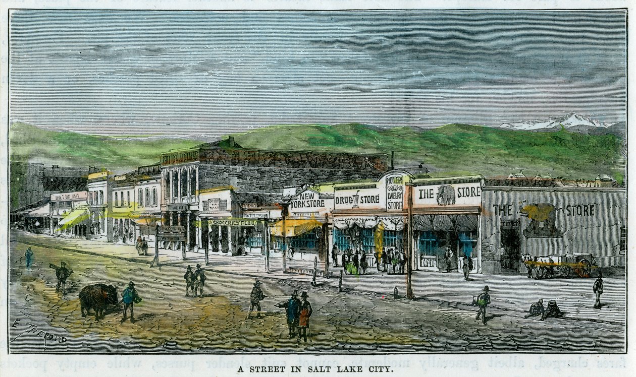 Eine Straße in Salt Lake City, Utah, USA, um 1880 von Unbekannt