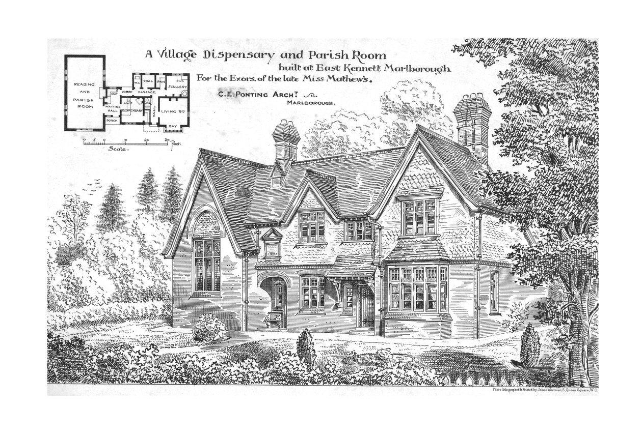 Ein Dorfausschank und Gemeinderaum gebaut in East Kennett, Marlborough, 1884 von Unbekannt