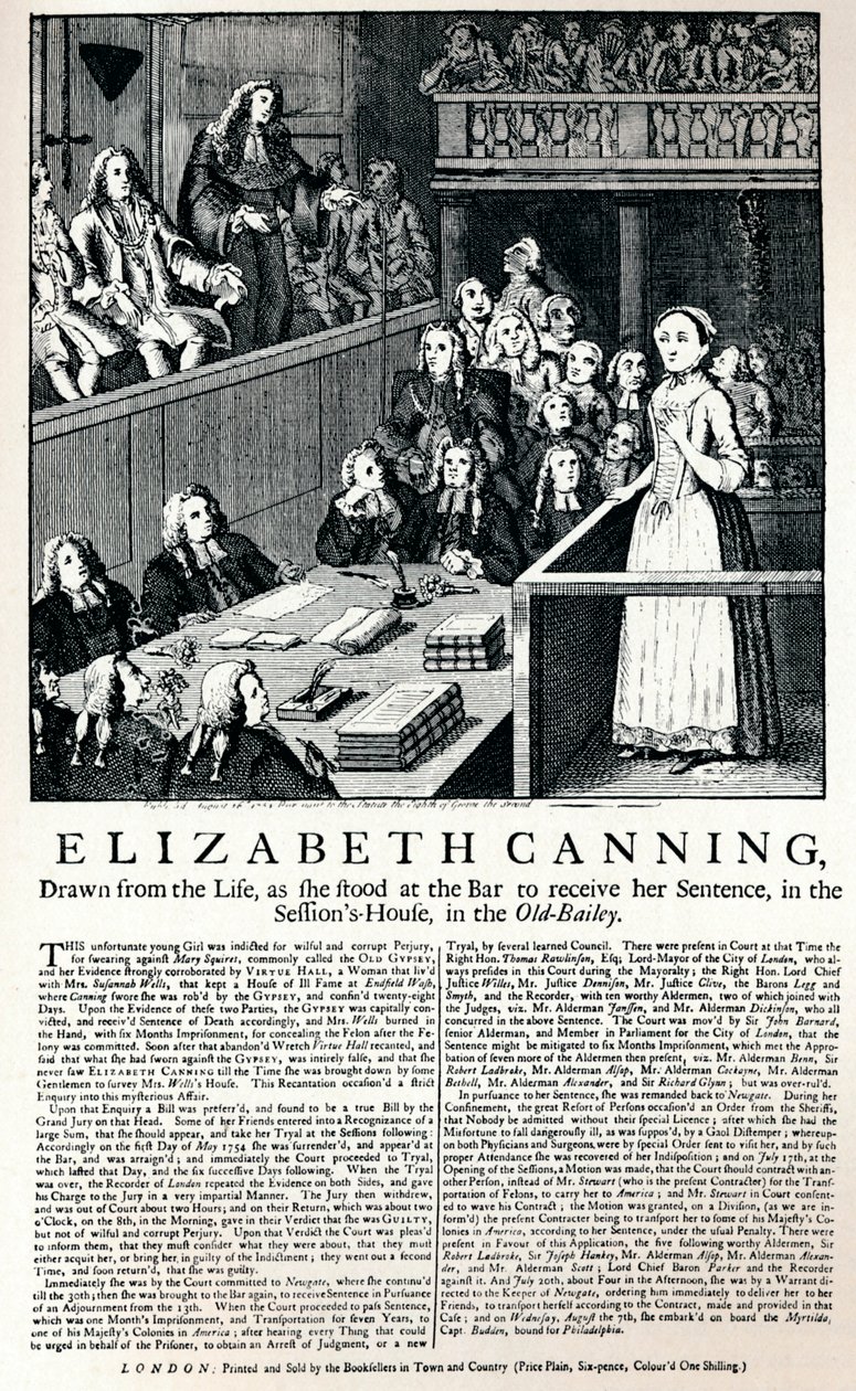 Ein Flugblatt von 1754 über den Fall von Elizabeth Canning, 1915 von Unbekannt