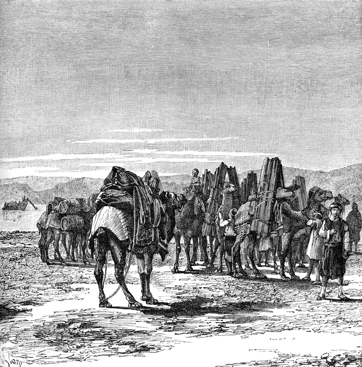 Eine Karawane am Ufer des Euphrat, 1895 von Unbekannt