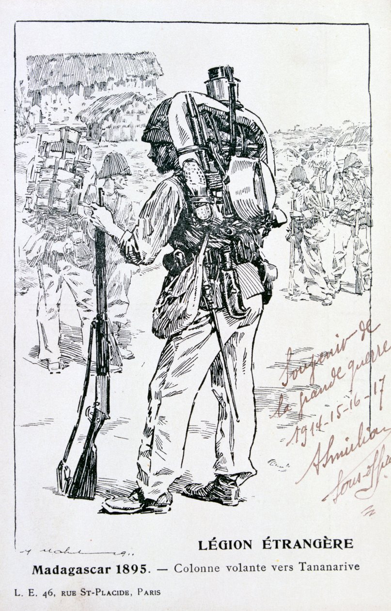 Eine Kolonne der französischen Fremdenlegion auf dem Weg nach Tananarive, Madagaskar, 1895 von Unbekannt