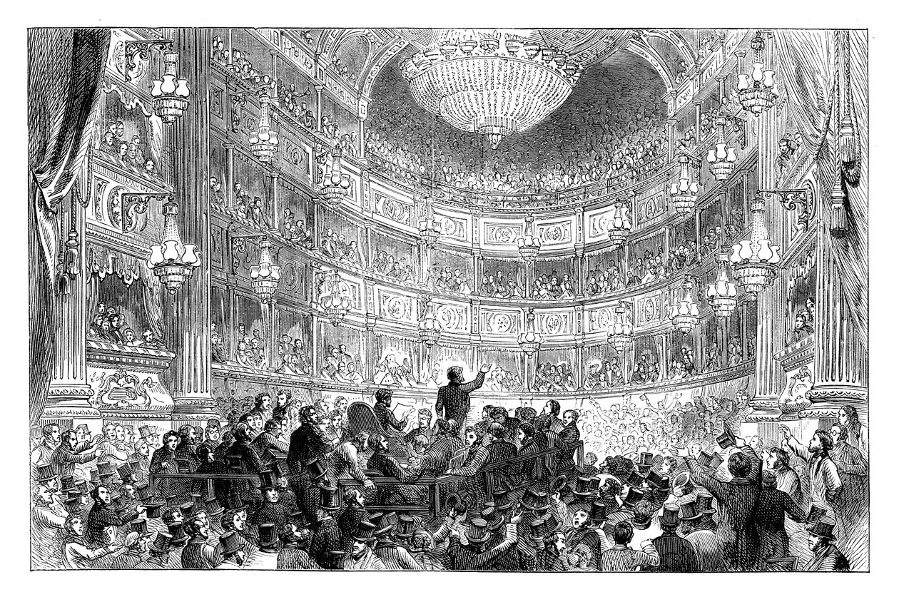 Ein Treffen der Anti-Corn Law League im Drury Lane Theatre, London, 1838 ca. 1895 von Unbekannt
