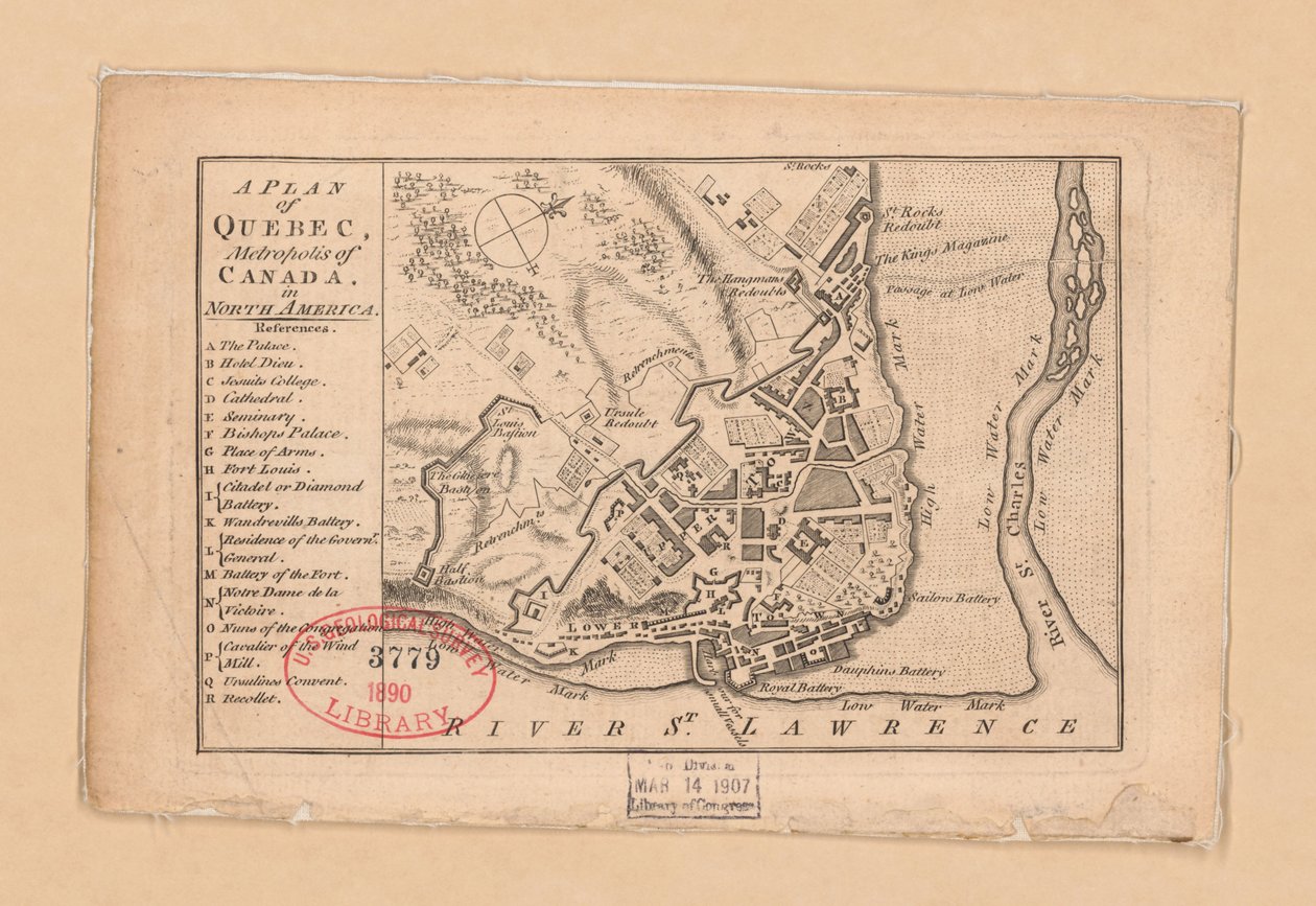Ein Plan von Quebec, Metropole von Kanada in Nordamerika von Unbekannt