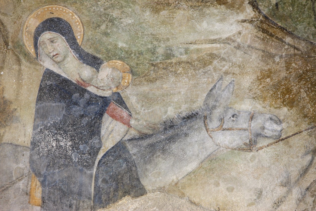 Abteikirche Abondance, Fresko: Die Flucht nach Ägypten, Abondance, Frankreich von Unbekannt