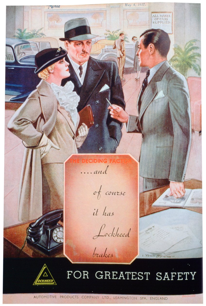 Werbung für Lockheed-Autobremsen von Automotive Products aus Leamington Spa, 1937 von Unbekannt