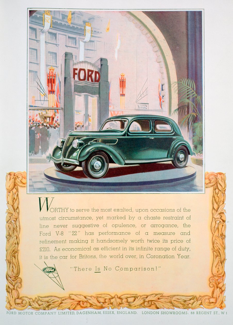 Werbung für das Ford V8 22 Automobil, 1937 von Unbekannt