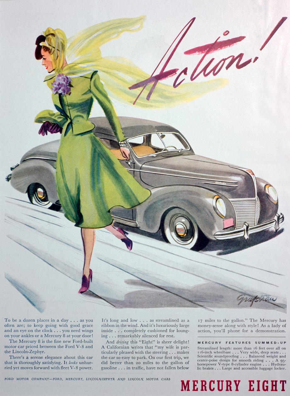 Werbung für den Mercury Eight Motorwagen, 1939 von Unbekannt