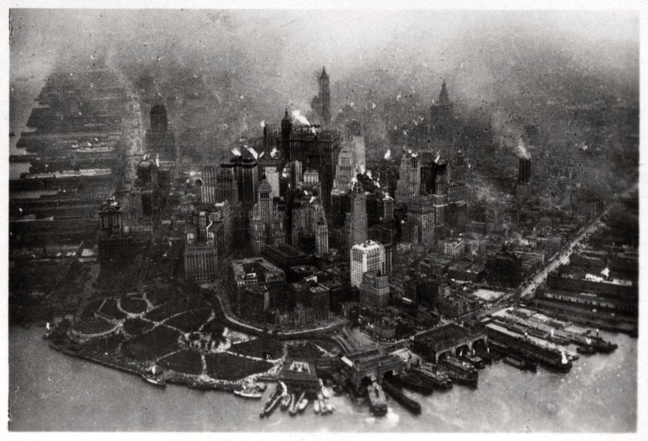 Luftaufnahme von Manhattan, New York City, USA, von einem Zeppelin, 1928 von Unbekannt