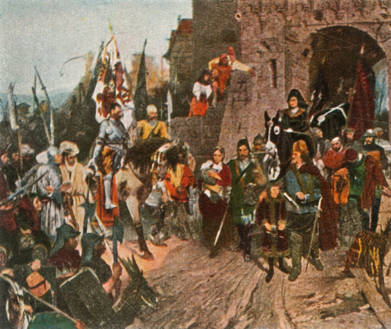 Agnes von Rosenberg übergibt die Burg ihres Vaters an die Hussiten, 1426, 1936 von Unbekannt
