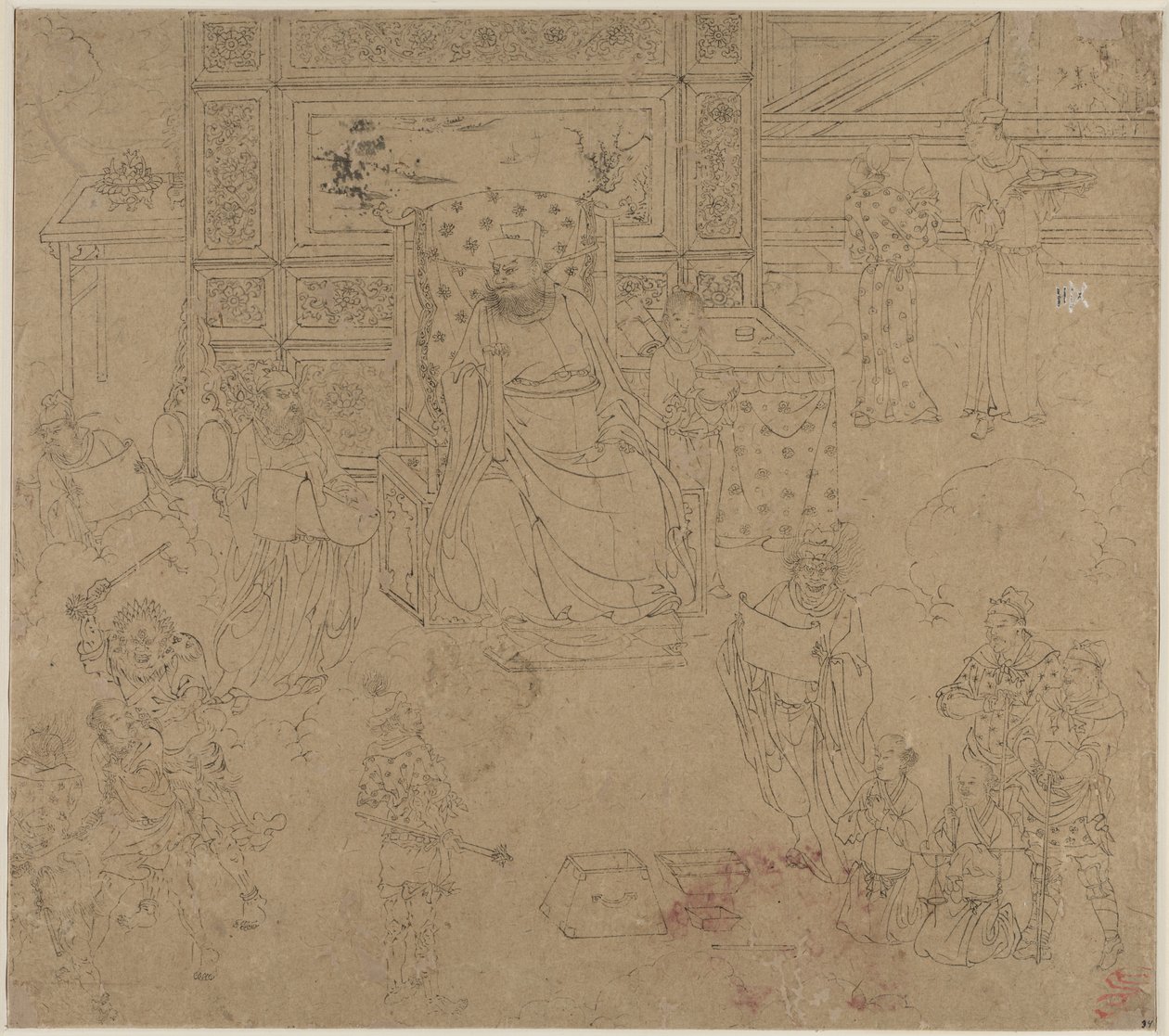 Album von daoistischen und buddhistischen Themen: Könige der Hölle: Blatt 34 von Unbekannt