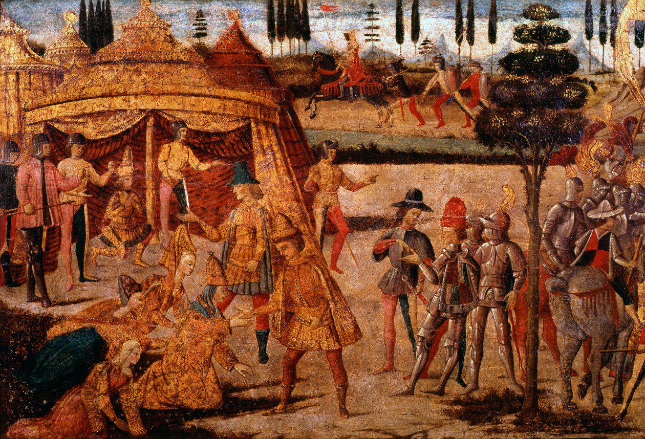 Alexander der Große besucht Darius, 4. Jahrhundert v. Chr., 15. Jahrhundert von Unbekannt