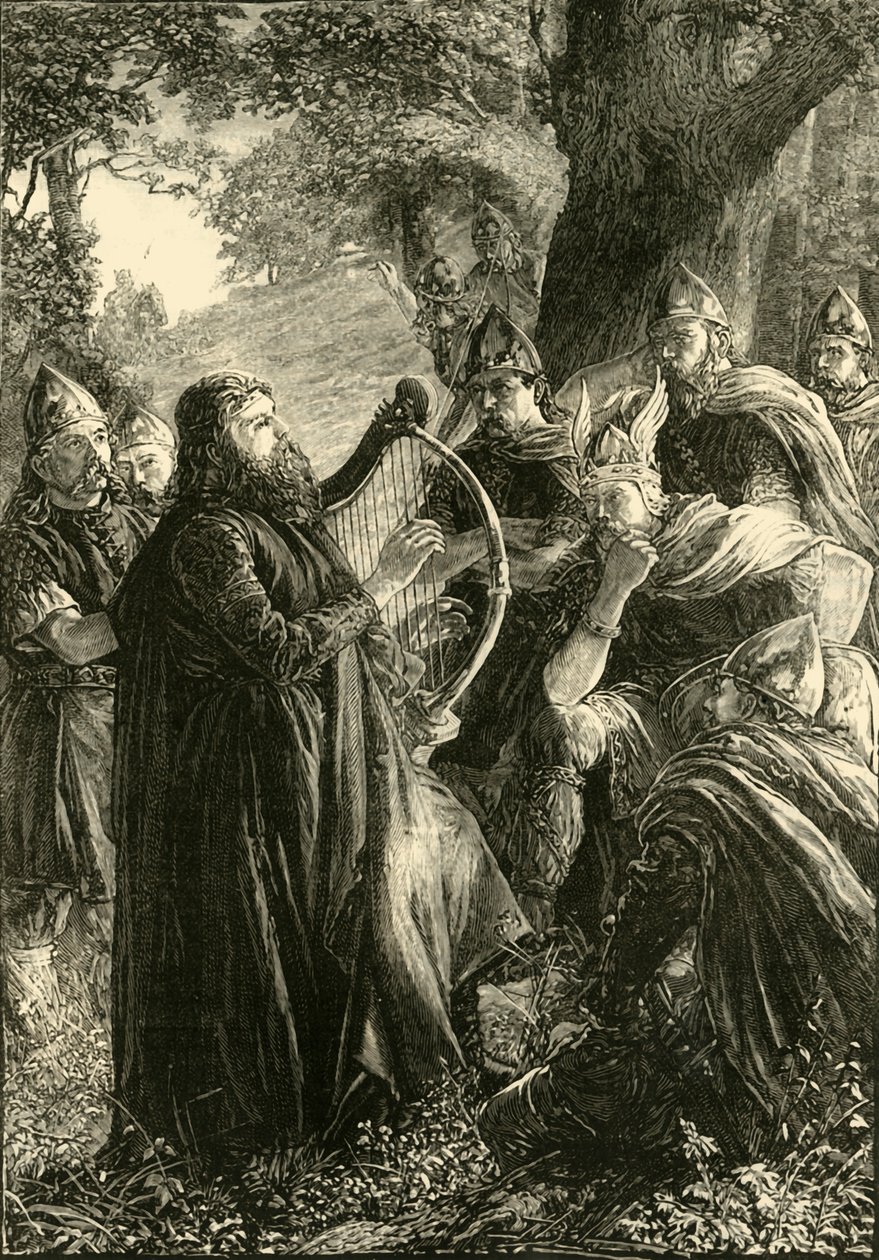 Alfred der Große, verkleidet als Harper, spielt vor Guthrum, 878, 1890 von Unbekannt