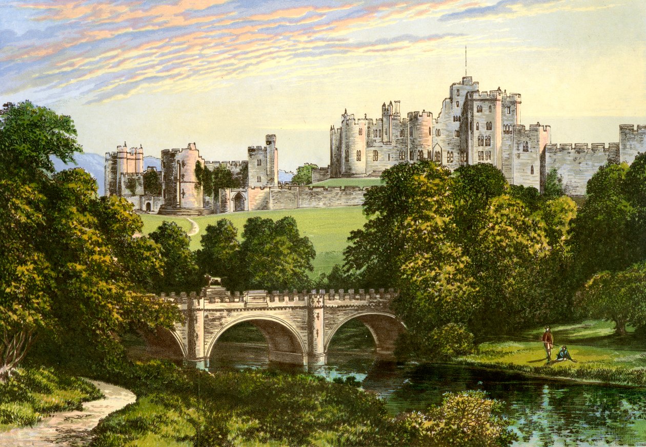 Alnwick Castle, Northumberland, Residenz des Herzogs von Northumberland, um 1880 von Unbekannt