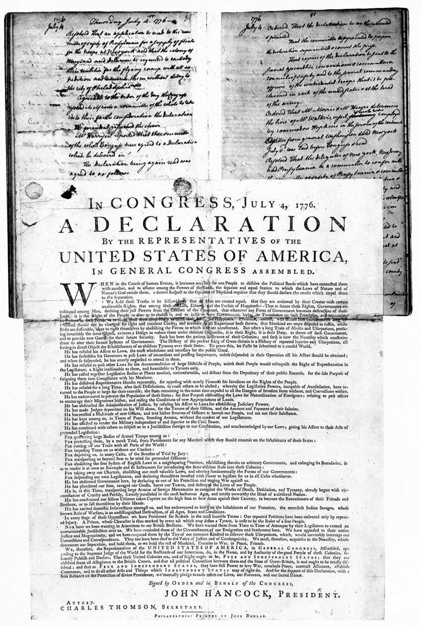 Amerikanische Unabhängigkeitserklärung, 4. Juli 1776 von Unbekannt