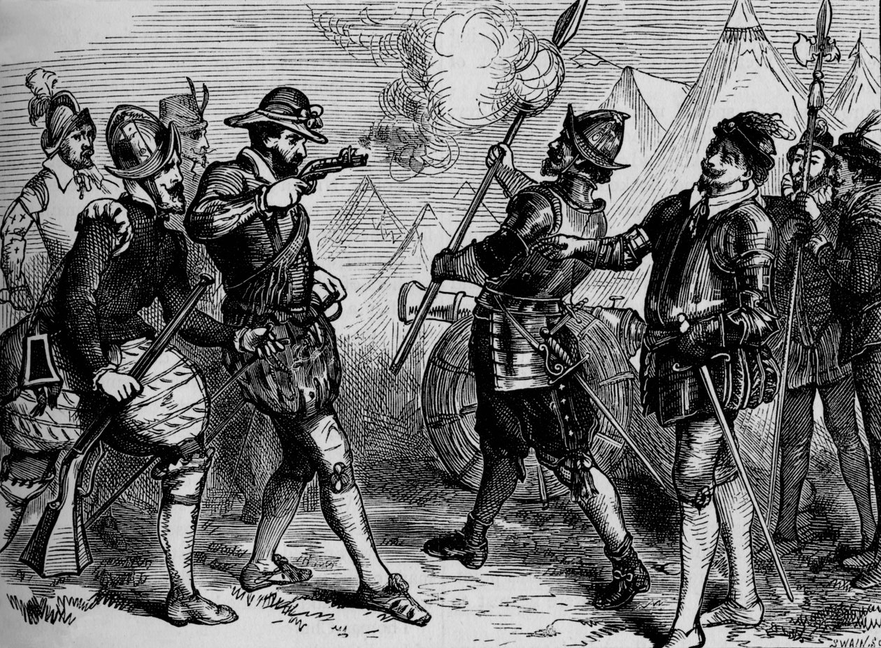 Ein Vorfall bei der Belagerung von Leith, 1548-1560, um 1880 von Unbekannt