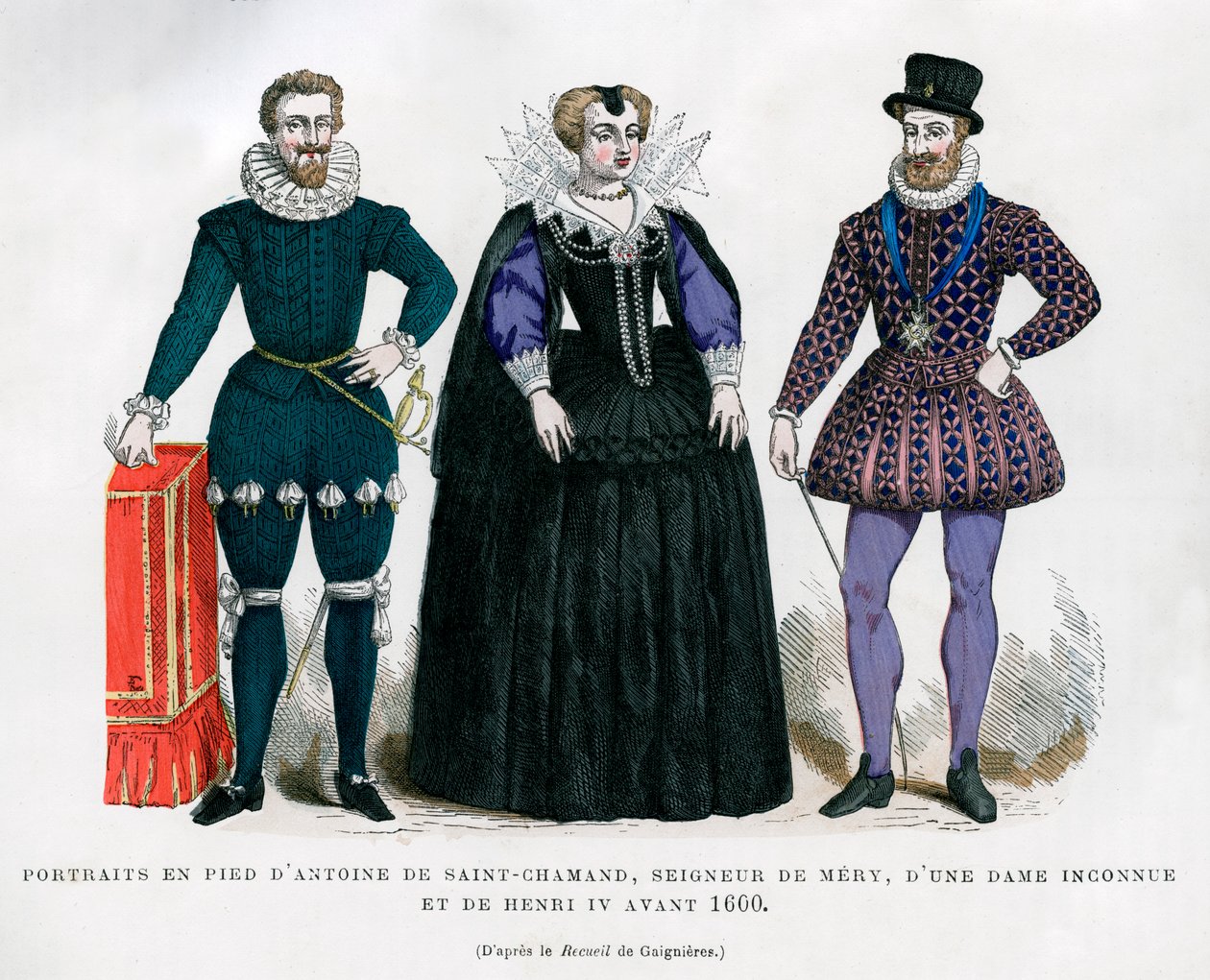 Antoine de Saint-Chamand, Seigneur de Mery, unbekannte Dame und Heinrich IV. von Frankreich von Unbekannt