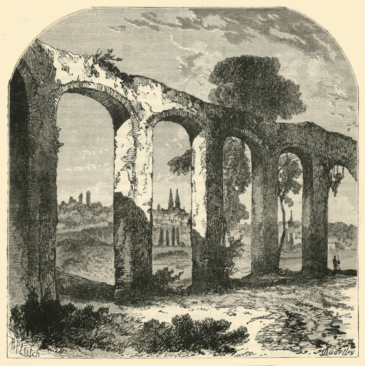 Aquädukt in Poitiers, ehemals die Hauptstadt der Pictones, 1890 von Unbekannt