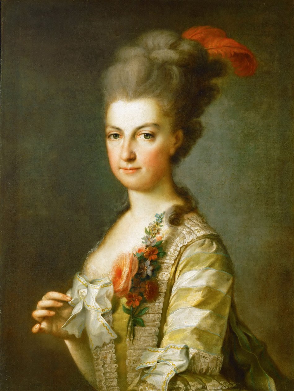 Erzherzogin Maria Christina 1742-1798, Herzogin von Teschen, in einem gestreiften Seidenkleid, ca. 1766-1770 von Unbekannt
