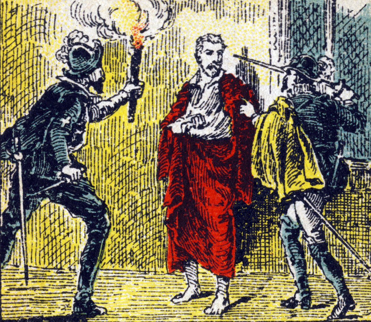 Ermordung von Gaspard de Coligny während der Massaker von Saint Barthelemy durch einen namens Besme (24. August 1572) (Illustration aus „Histoire de France“) von Unbekannt