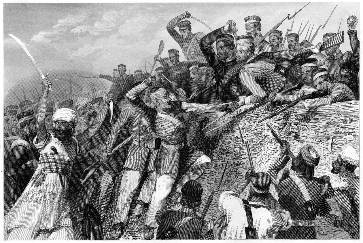 Angriff der Meuterer auf die Redan-Batterie in Lucknow, 30. Juli 1857, um 1860 von Unbekannt
