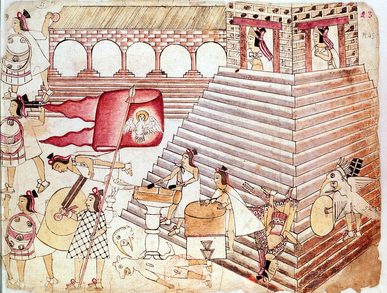 Aztekische Krieger verteidigen den Tempel von Tenochtitlan, Mexiko von Unbekannt