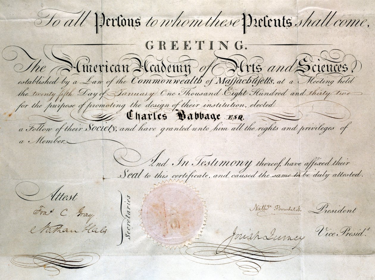 Babbage-Diplom von der American Academy of Arts and Sciences von Unbekannt