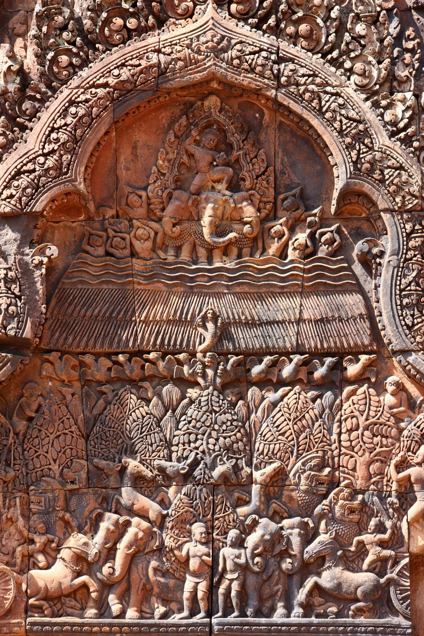 Banteay-Srei-Tempel in Angkor, Kambodscha. Fein geschnitzt. Siem Reap, Kambodscha von Unbekannt