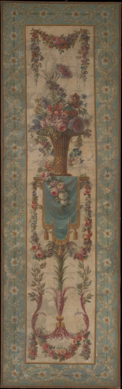 Blumenkorb mit Girlanden, 1770-90 von Unbekannt