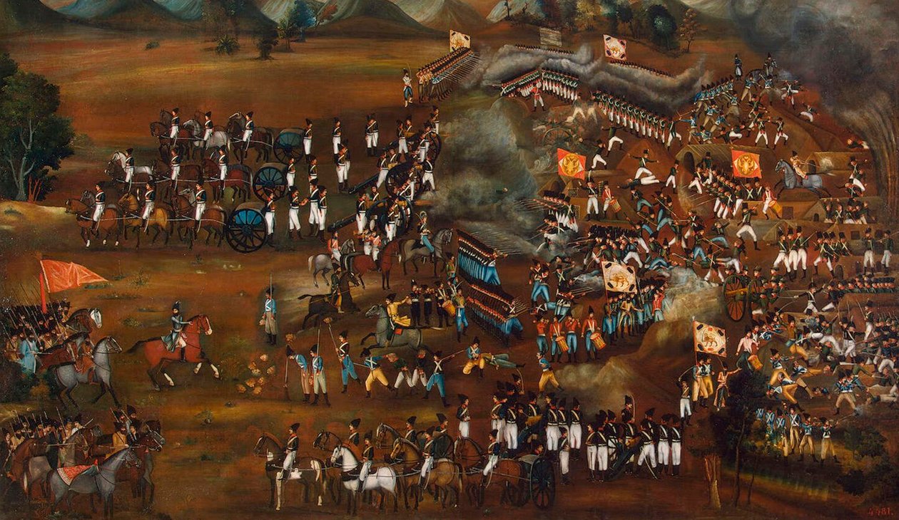 Schlacht zwischen Persern und Russen bei Sultanabad, 13. Februar 1812, um 1815 von Unbekannt