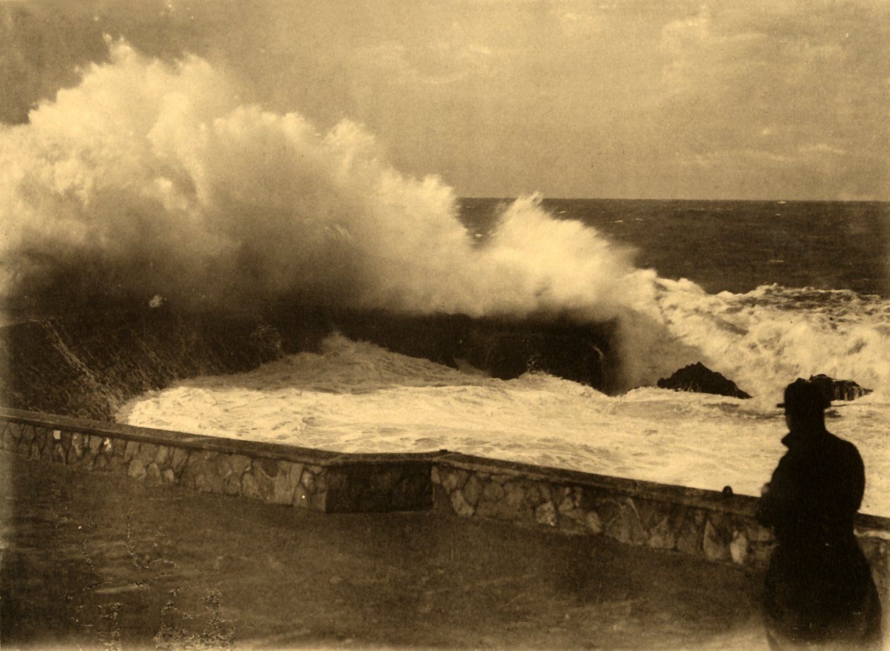 Biarritz - Welleneffekt an der Digue du Rocher de la Vierge, ca. 1930 von Unbekannt